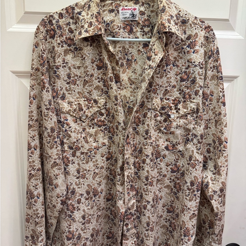 Panhandle Slim Floral Button Down Pearl Snap Western Shirt